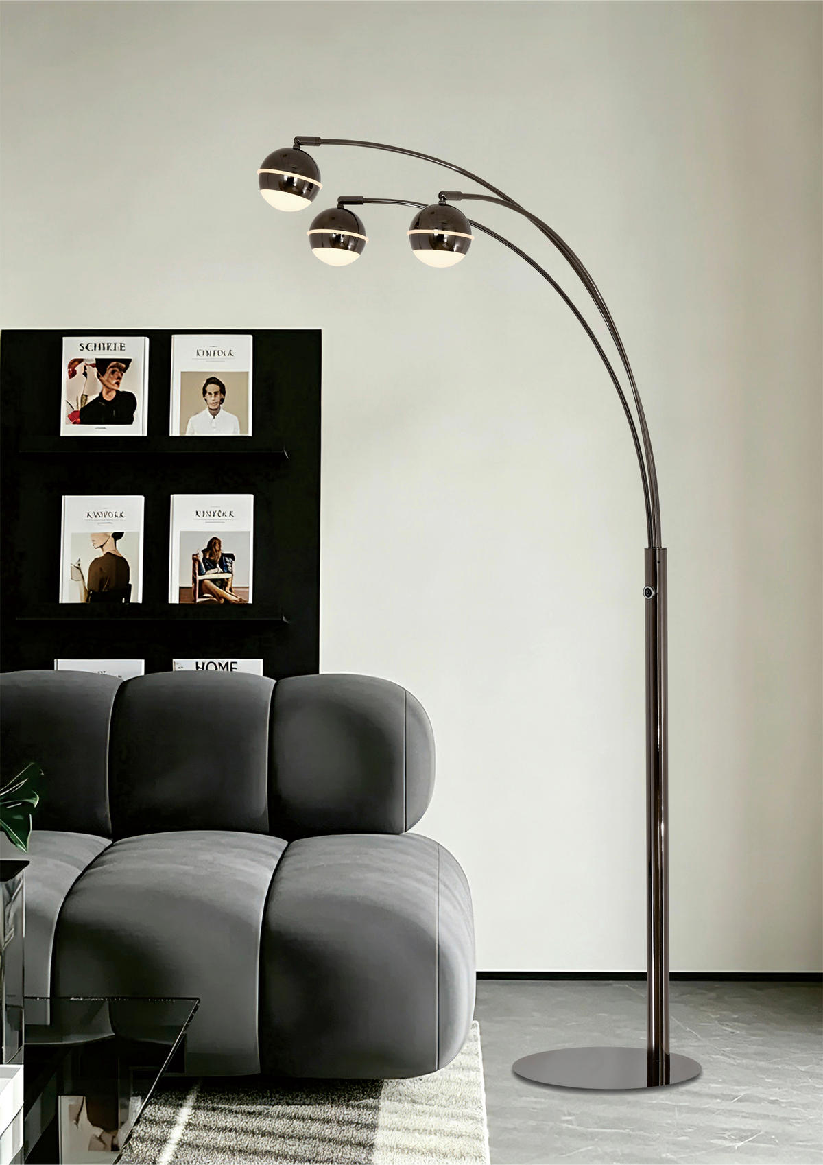 LED-STEHLEUCHTE Luberon 88/164,5/78 cm  - Schwarzchrom, Design, Kunststoff/Metall (88/164,5/78cm)