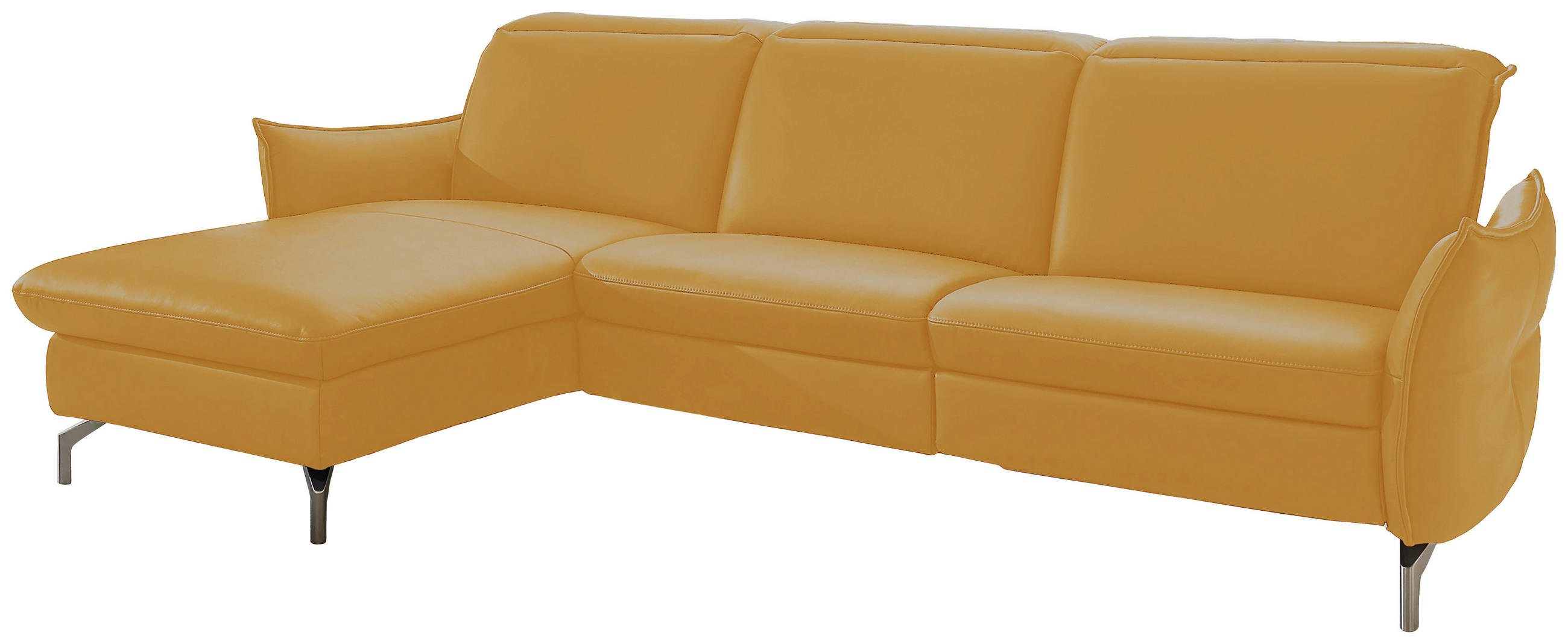 ECKSOFA Lederlook (vegan) Gelb  - Gelb/Nickelfarben, Modern, Textil/Metall (179/233cm) - Livetastic