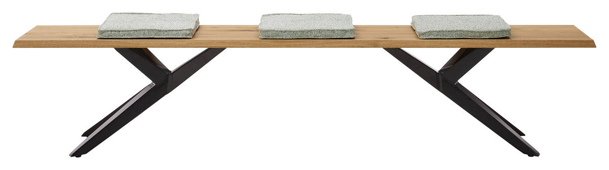 SITZBANK 200/40/46 cm Eichefarben Eiche massiv Metall  - Eichefarben/Schwarz, KONVENTIONELL, Holz/Metall (200/40/46cm) - Musterring