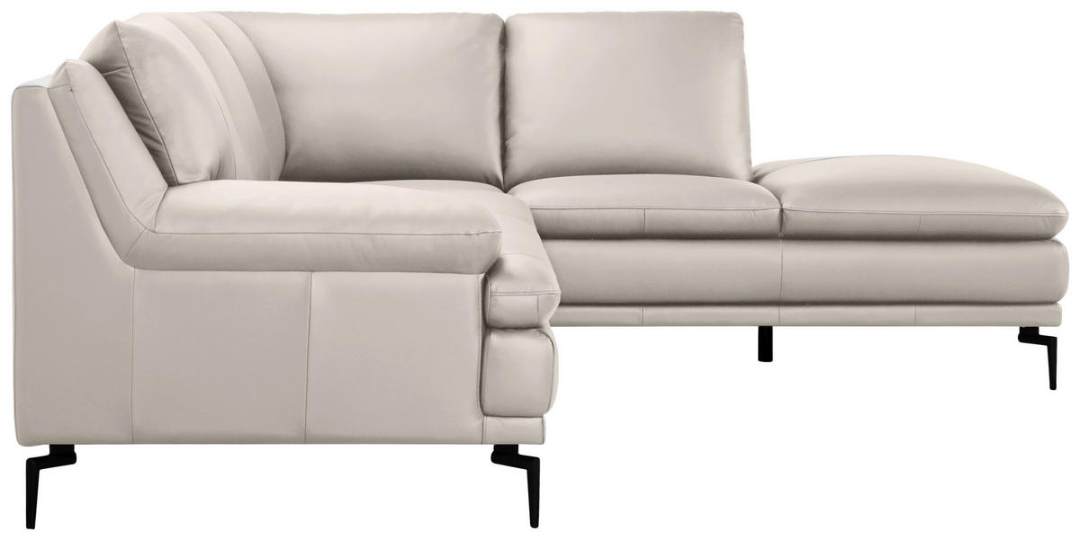 ECKSOFA Weiß Echtleder  - Schwarz/Weiß, Design, Leder (248/221cm) - MID.YOU