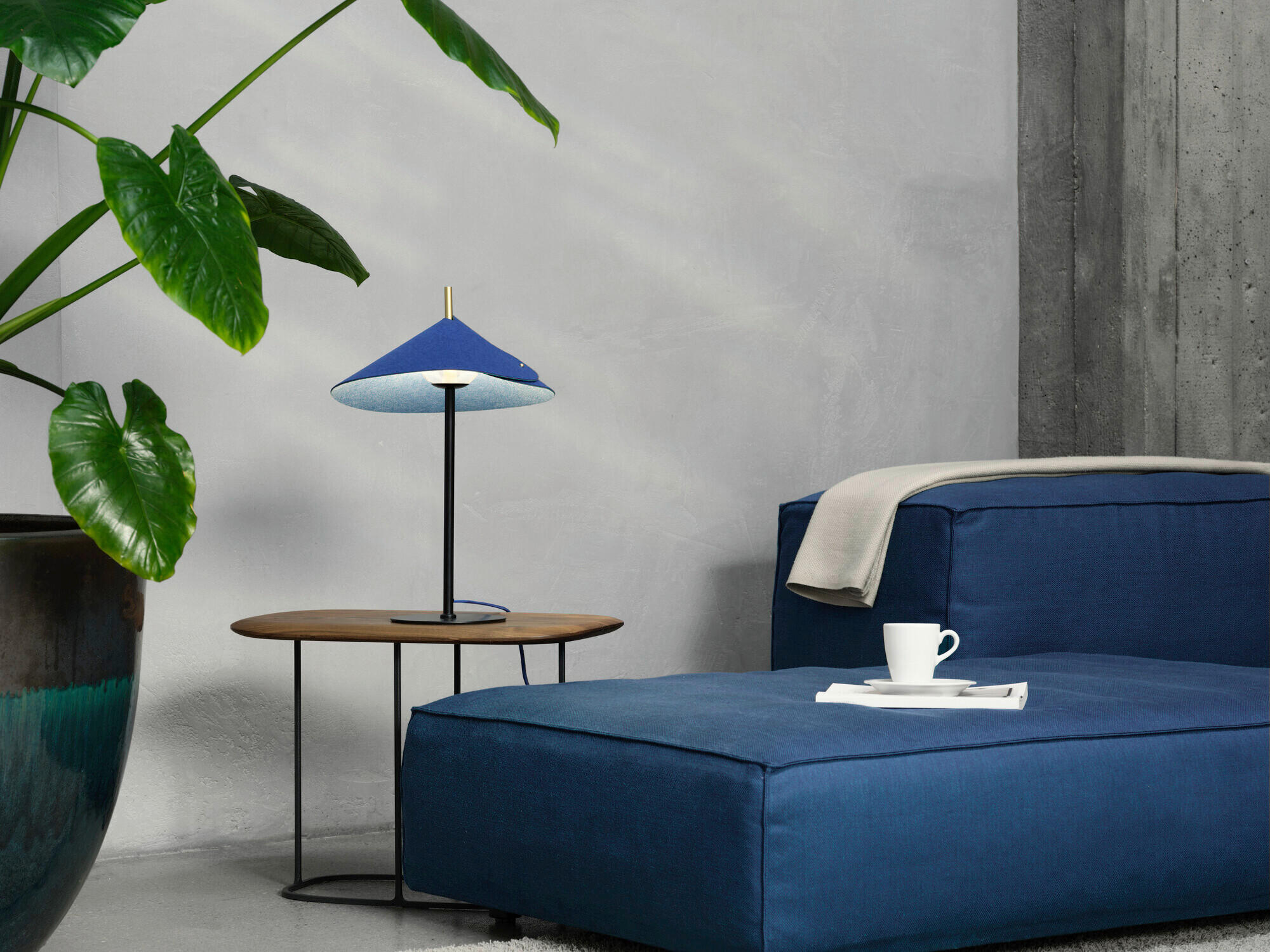 TISCHLEUCHTE 35/52 cm   - Blau, Basics, Glas/Textil (35/52cm) - Osram
