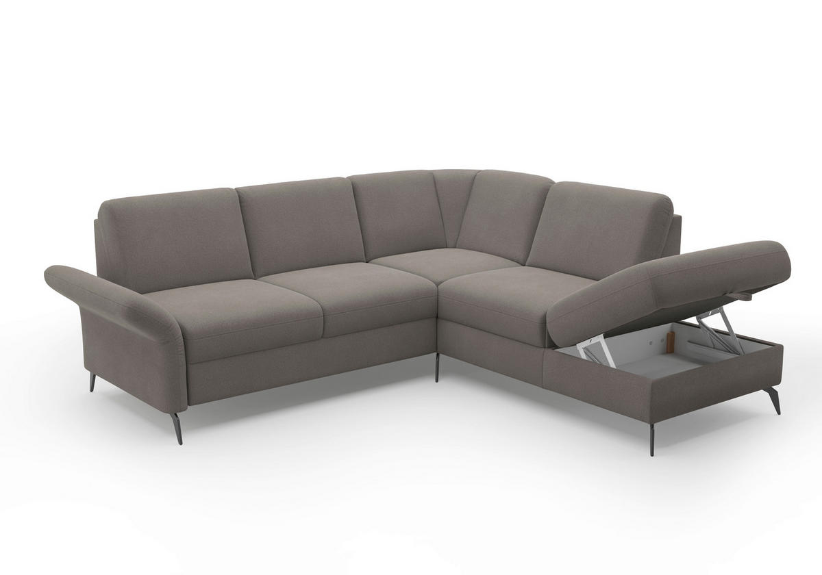 ECKSOFA ROCHELLE E Graphitfarben Flachgewebe  - Schwarz/Graphitfarben, KONVENTIONELL, Textil/Metall (240/216cm) - Sit & More