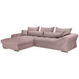 ECKSOFA Altrosa Cord  inkl. Zierkissen, Rückenkissen, Rücken echt  - Chromfarben/Altrosa, KONVENTIONELL, Textil/Metall (225/335cm) - Carryhome