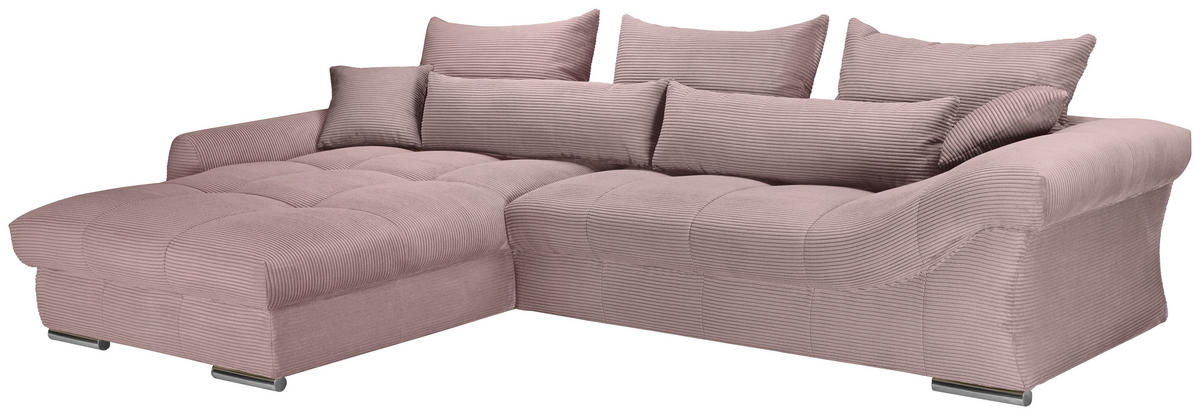 ECKSOFA Altrosa Cord  - Chromfarben/Altrosa, KONVENTIONELL, Textil/Metall (225/335cm) - Carryhome