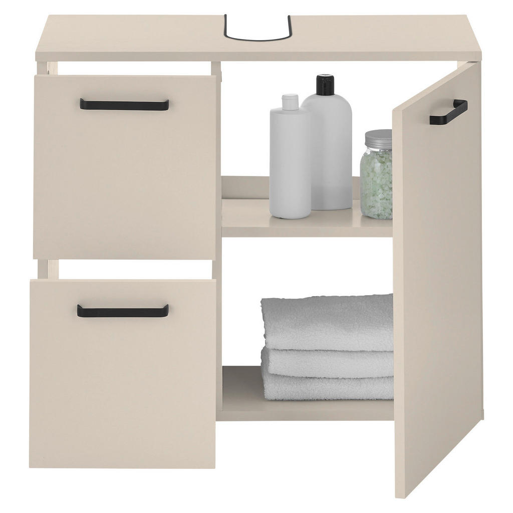 Thumbnail - Mid.you Waschbeckenunterschrank, Kaschmir, Kunststoff, 1 Fächer, 2 Schubladen, 70x60x35 cm, stehend, Badezimmer, Badezim...