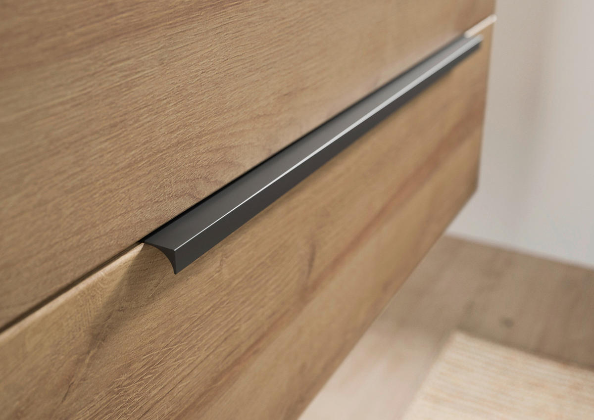 BADEZIMMER 3-teilig  in 81 cm  - Eichefarben/Schwarz, Natur, Glas/Keramik (81cm) - Sadena