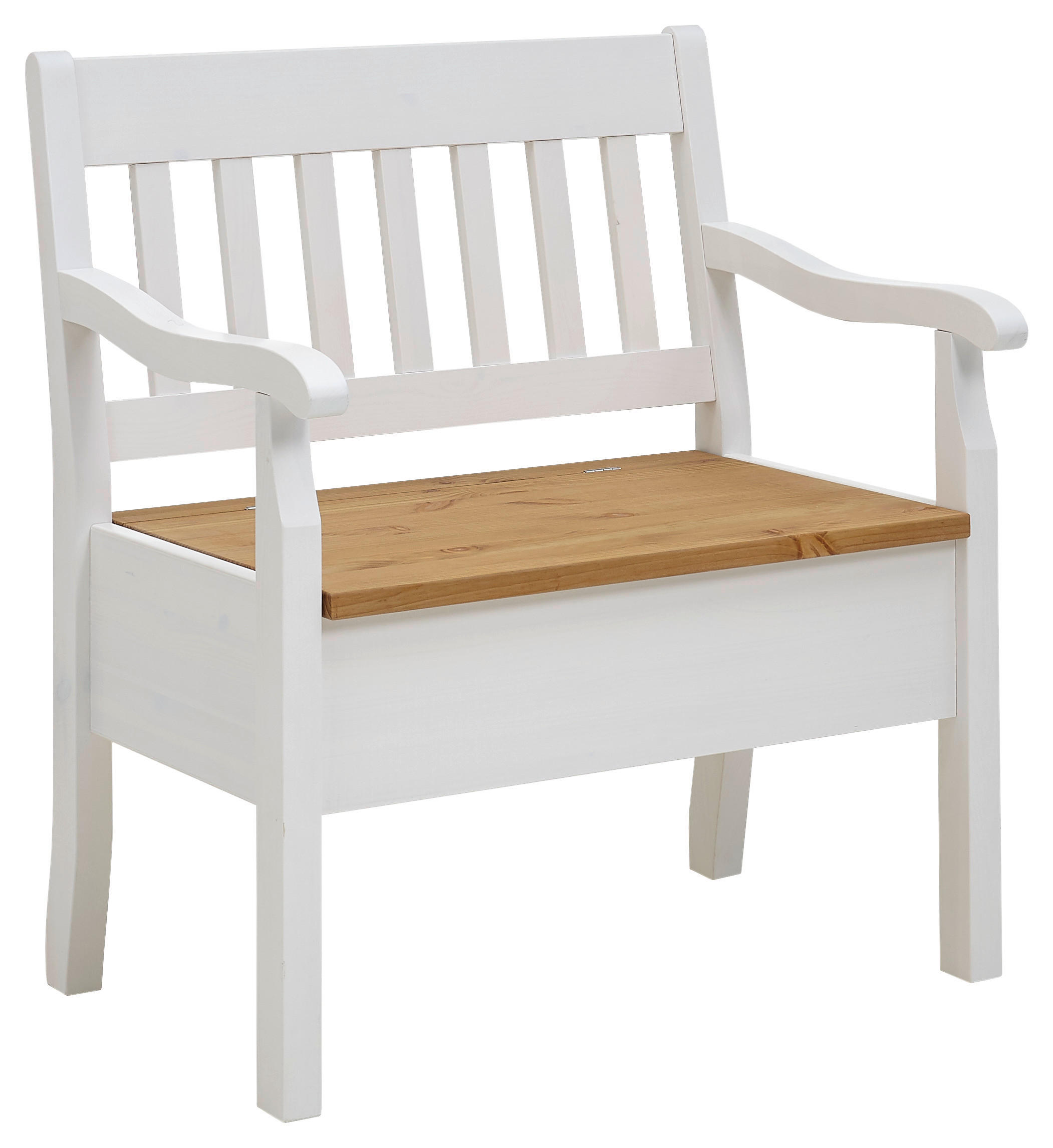 SITZBANK 83/93/58 cm Weiß, Laugenfarbig Kiefer massiv  - Laugenfarbig/Weiß, ROMANTIK / LANDHAUS, Holz (83/93/58cm) - Boxxx