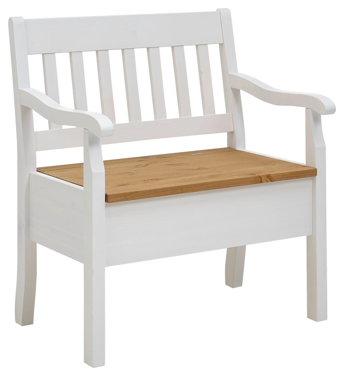 SITZBANK 83/93/58 cm Weiß, Laugenfarbig Kiefer massiv  - Laugenfarbig/Weiß, ROMANTIK / LANDHAUS, Holz (83/93/58cm) - Boxxx