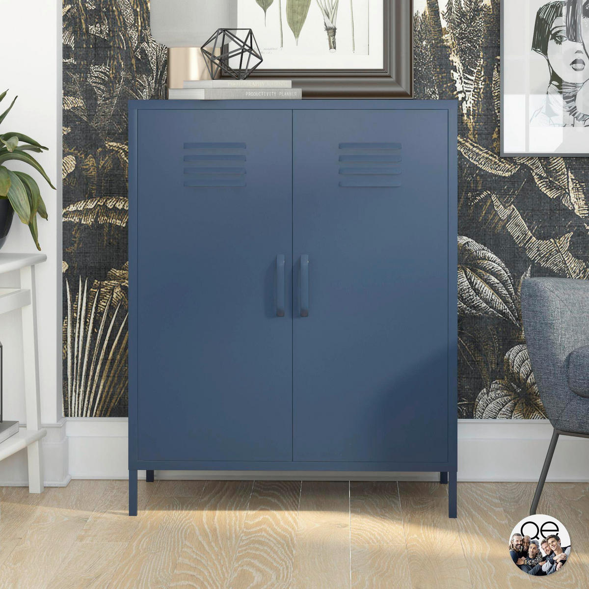 HIGHBOARD Bradford  in 79/100/39 cm  - Blau, Design, Metall (79/100/39cm) - MID.YOU