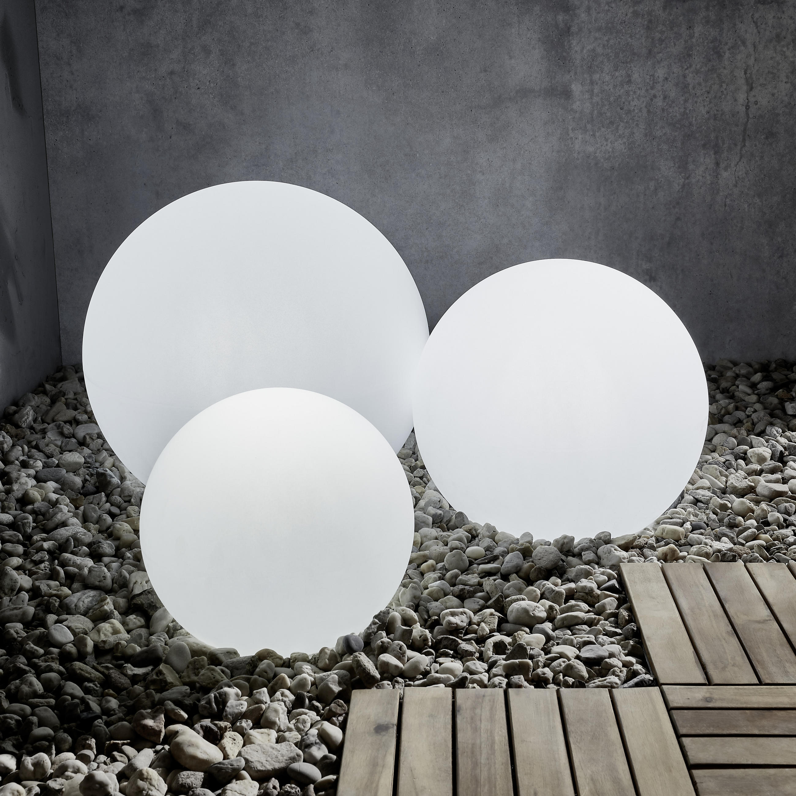 AUßENKUGELLEUCHTE - Transparent/Weiß, KONVENTIONELL, Kunststoff (50cm) - New Garden