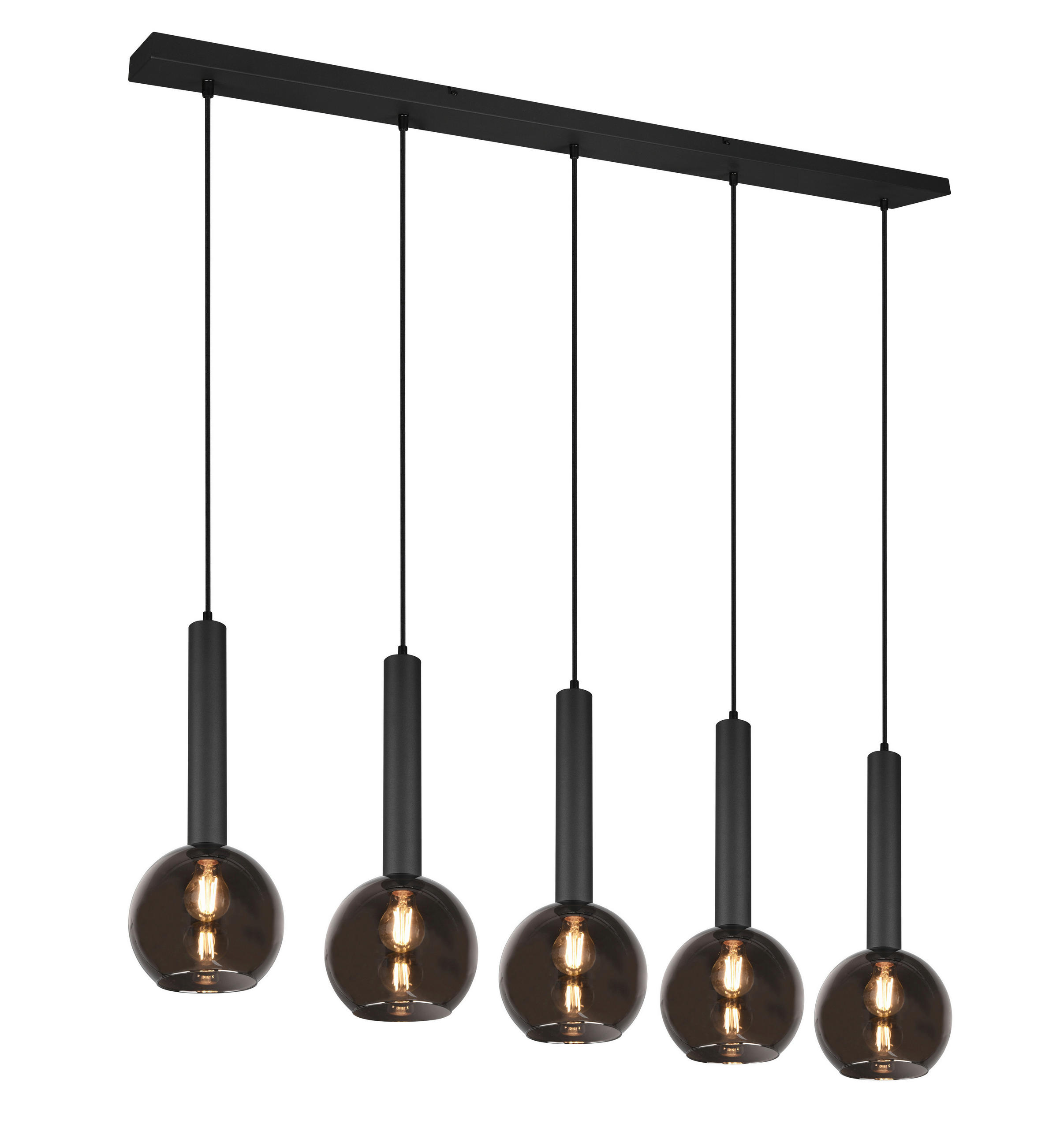 HÄNGELEUCHTE 115/30/150 cm  - Schwarz, Trend, Glas/Metall (115cm) - Dieter Knoll