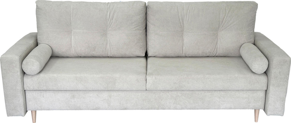 SCHLAFSOFA  mit Liegefunktion Cord Beige  - Beige/Schwarz, Design, Holz/Kunststoff (220/96/98cm) - MID.YOU