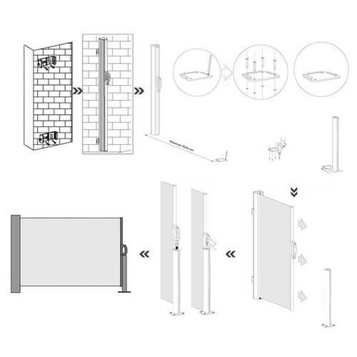 MARKÝZA  - šedá/tmavě šedá, Basics, kov/textil (300/200cm) - Modante