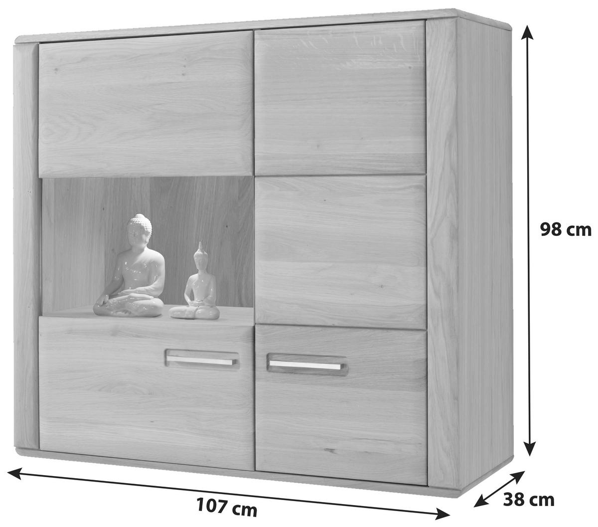 HÄNGEVITRINE in Eichefarben   - Eichefarben/Silberfarben, Design, Glas/Holz (107/98/38cm) - Livetastic