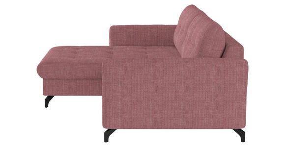 ECKSOFA in Flachgewebe, Leinenoptik Rosa  - Schwarz/Rosa, Design, Textil/Metall (170/242cm) - Xora