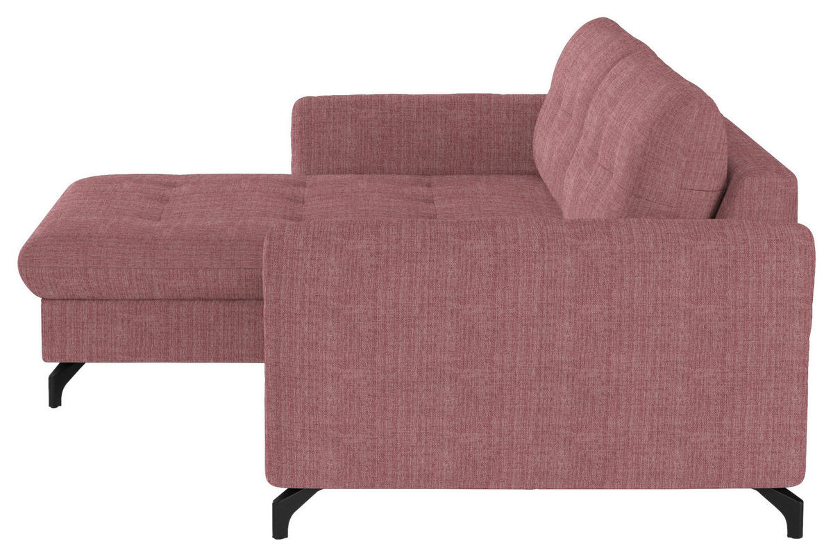 ECKSOFA in Flachgewebe, Leinenoptik Rosa  - Schwarz/Rosa, Design, Textil/Metall (170/242cm) - Xora