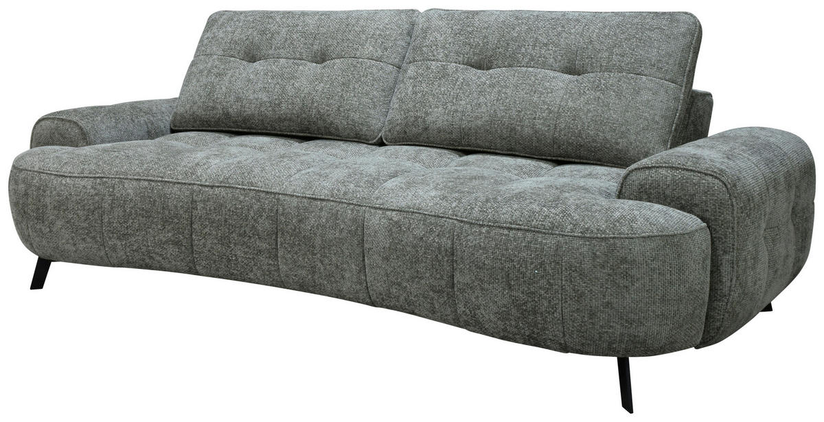 2-SITZER-SOFA Chenille Grau  - Schwarz/Grau, Design, Kunststoff/Textil (230/84/104/111/122cm) - Livetastic