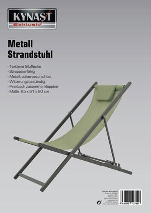 STRANDLIEGE 95/90/61 cm  - Hellgrün, Basics, Metall (95/90/61cm)