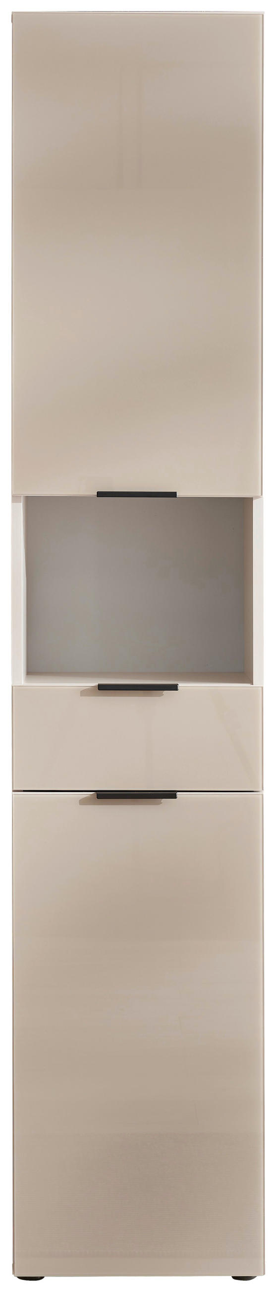 HOCHSCHRANK 38/189/28 cm  - Kaschmir/Schwarz, Lifestyle, Glas/Holzwerkstoff (38/189/28cm) - home24