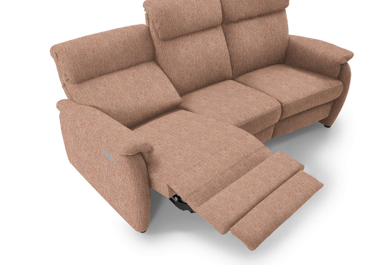 TRAPEZSOFA Flachgewebe Aprikose Rücken echt, Ablage  - Aprikose/Schwarz, KONVENTIONELL, Textil/Metall (219/107/97cm) - Pure Home Comfort