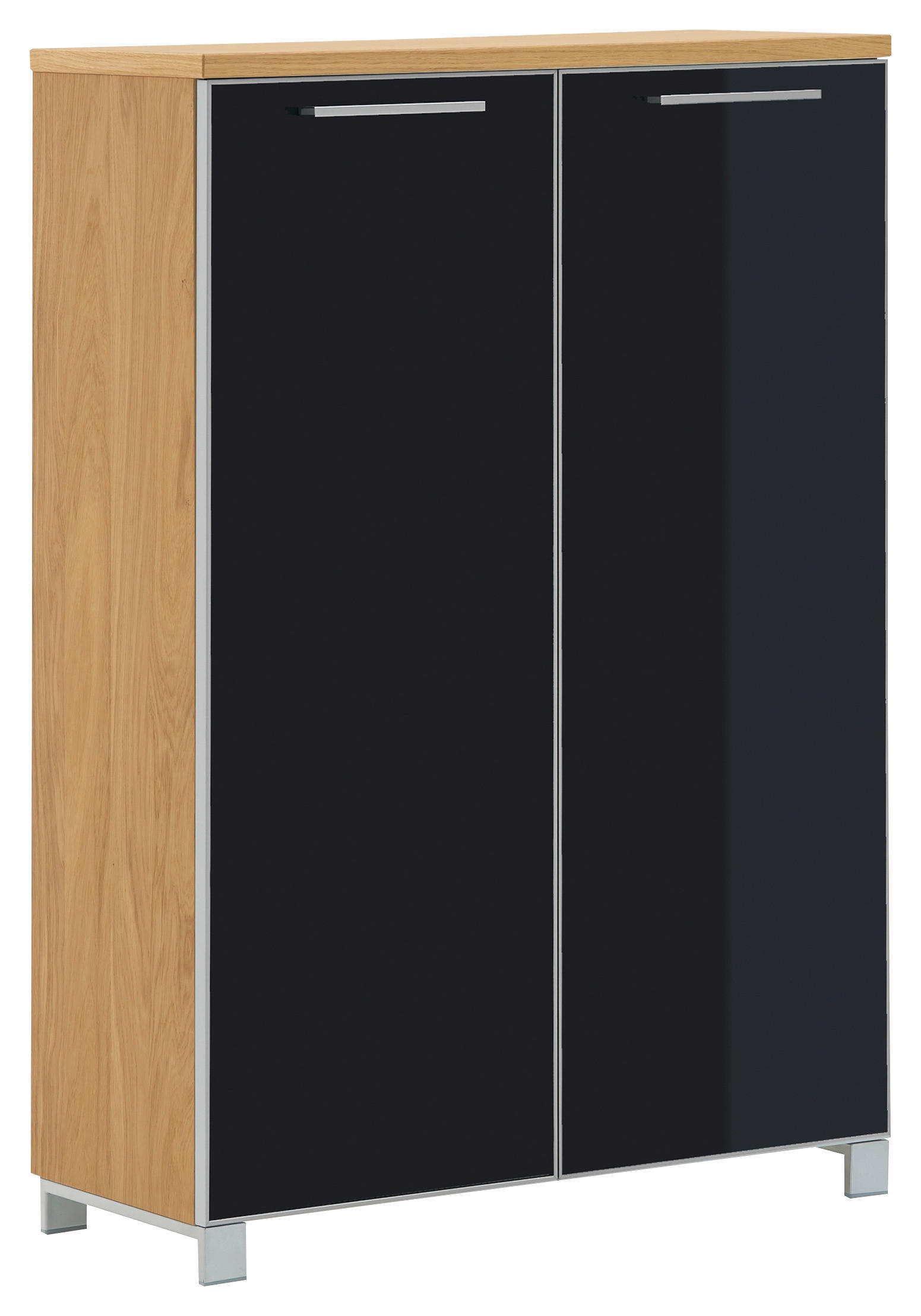 SCHUHSCHRANK Eiche furniert Anthrazit, Eichefarben  - Chromfarben/Eichefarben, Design, Glas/Holz (84/126/37cm)