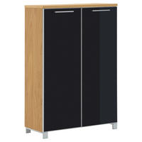 SCHUHSCHRANK Eiche furniert Anthrazit, Eichefarben  - Chromfarben/Eichefarben, Design, Glas/Holz (84/126/37cm)