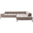 ECKSOFA in Cord Taupe 321/216 cm - Taupe/Schwarz, Design, Textil/Metall (321/216cm) - Hom`in