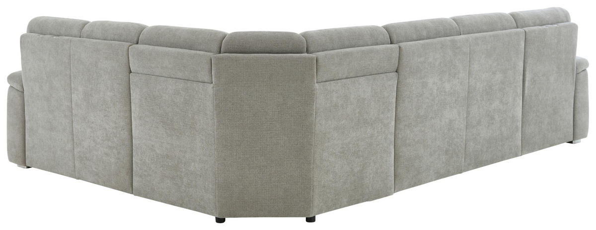 WOHNLANDSCHAFT  in Chenille Hellgrau  - Hellgrau/Alufarben, KONVENTIONELL, Holz/Textil (160/329/235cm) - Beldomo Comfort