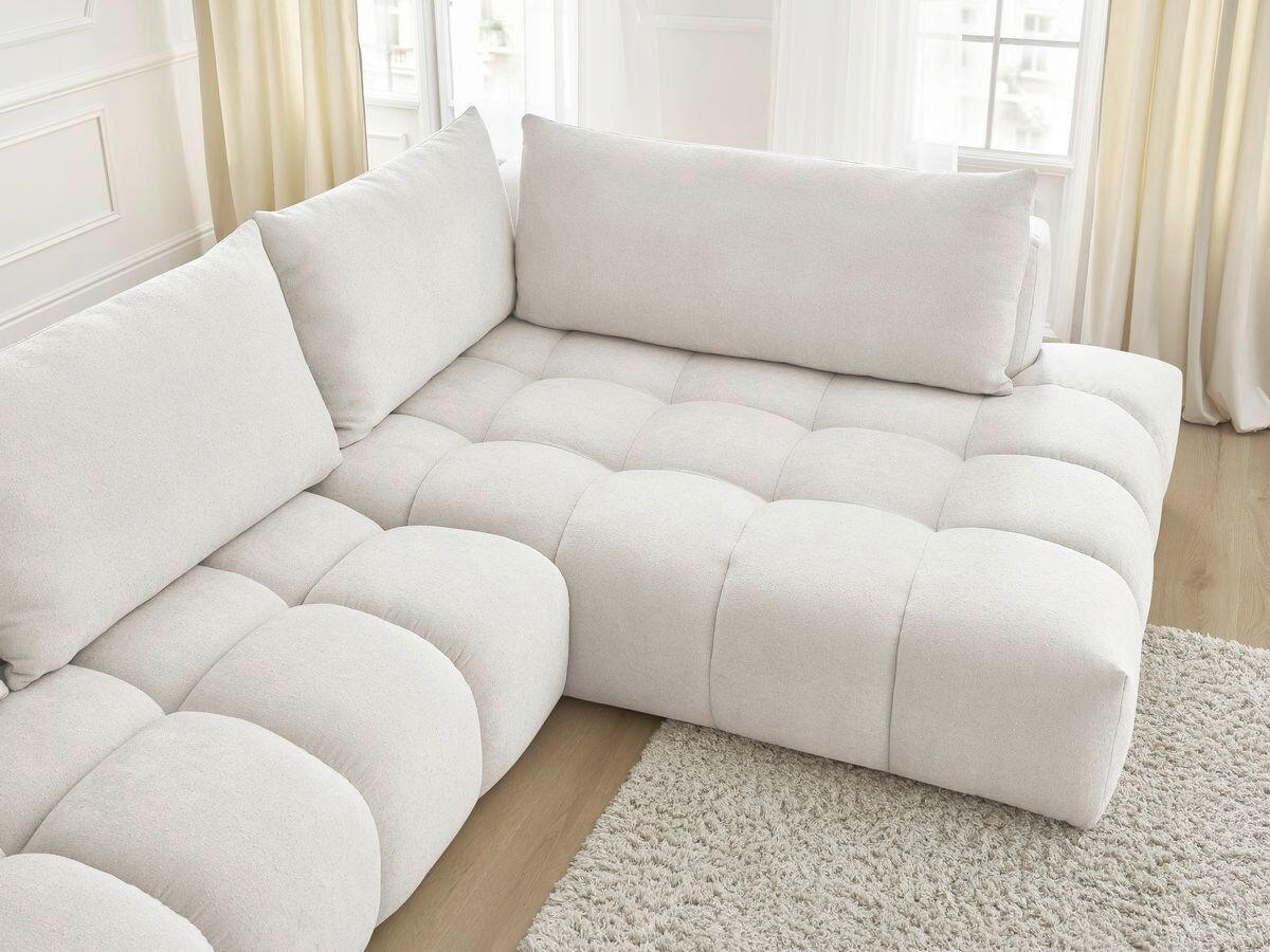 ECKSOFA Ottomane rechts  EVEREST Weiß Struktur  - Schwarz/Weiß, MODERN, Kunststoff/Textil (352/210cm) - Livetastic