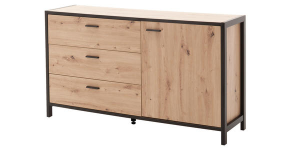 SIDEBOARD Anthrazit, Eichefarben 146/83/40 cm - Eichefarben/Anthrazit, Design, Holzwerkstoff/Metall (146/83/40cm) - Carryhome