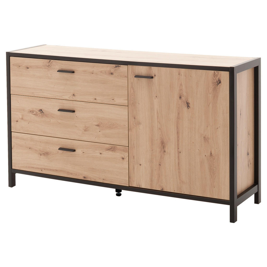 Thumbnail - Carryhome Sideboard, Anthrazit, Eiche, Holzwerkstoff, 1 Fächer, 3 Schubladen, 146x83x40 cm, Beimöbel erhältlich, stehend...