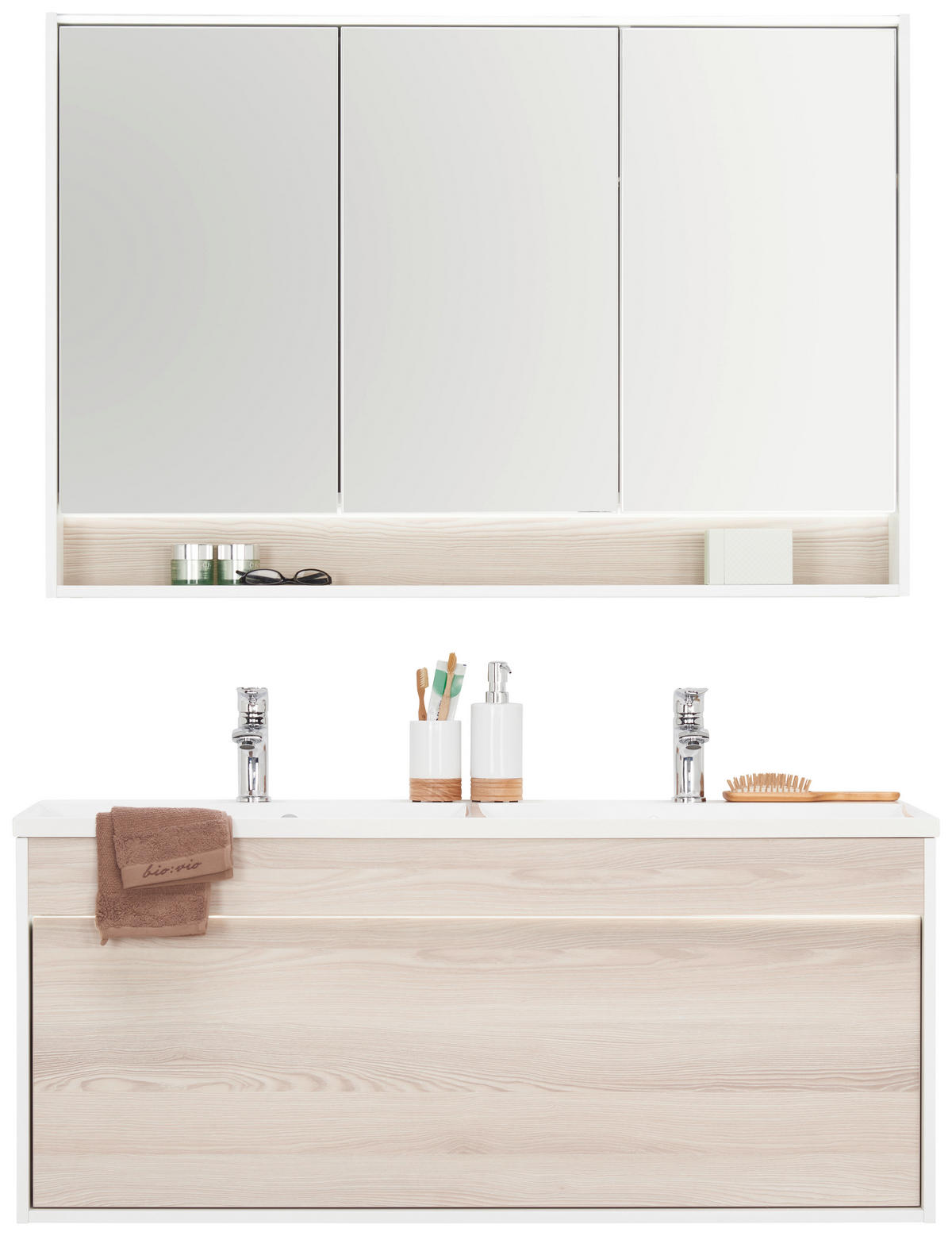 BADEZIMMER  in 120 cm  - Eschefarben/Weiß, KONVENTIONELL, Glas/Holzwerkstoff (120cm) - Voleo