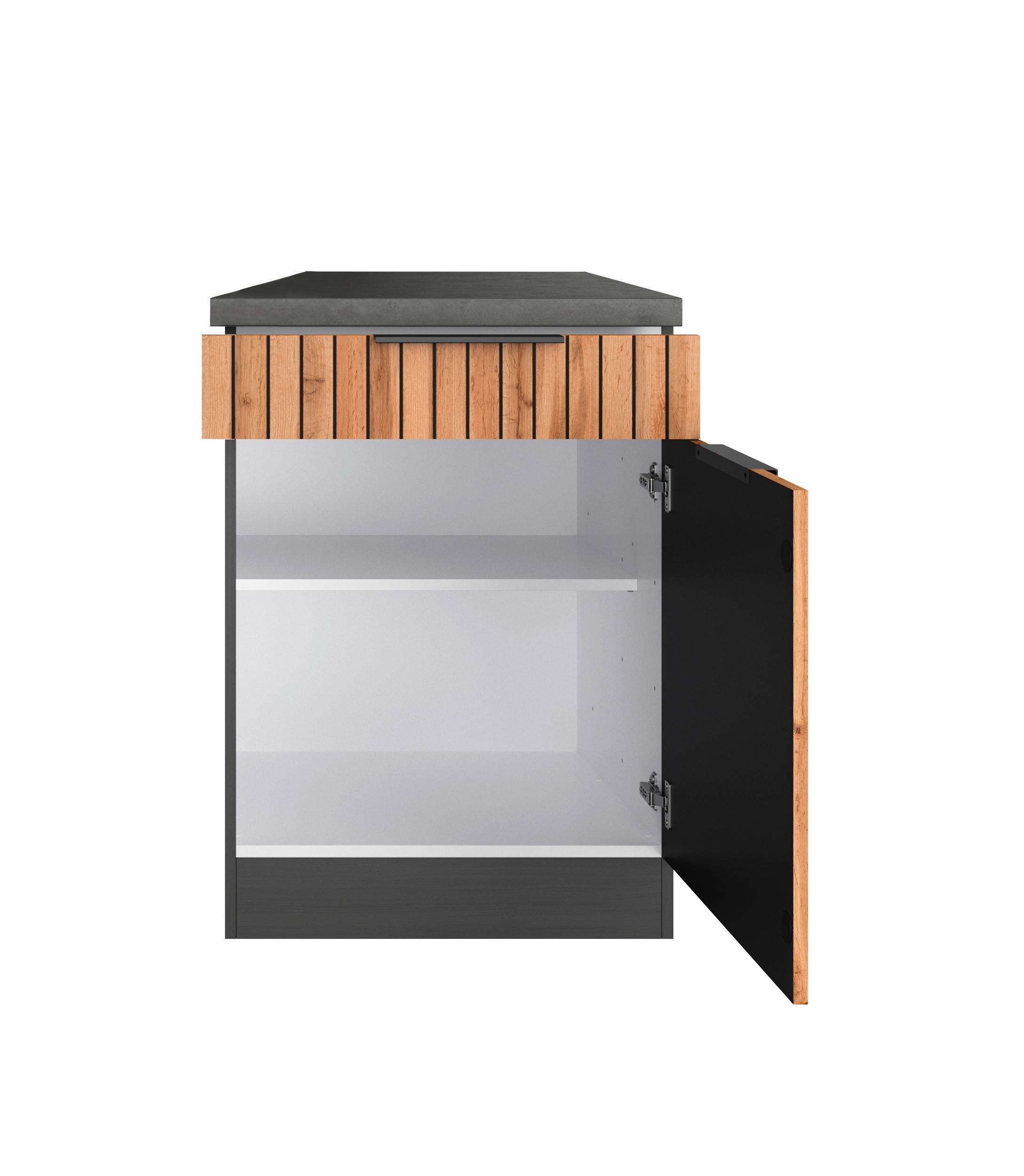 KÜCHENUNTERSCHRANK 60/86/60 cm  in Graphitfarben, Eiche Wotan  - Schieferfarben/Eiche Wotan, Basics, Holzwerkstoff/Metall (60/86/60cm) - Held
