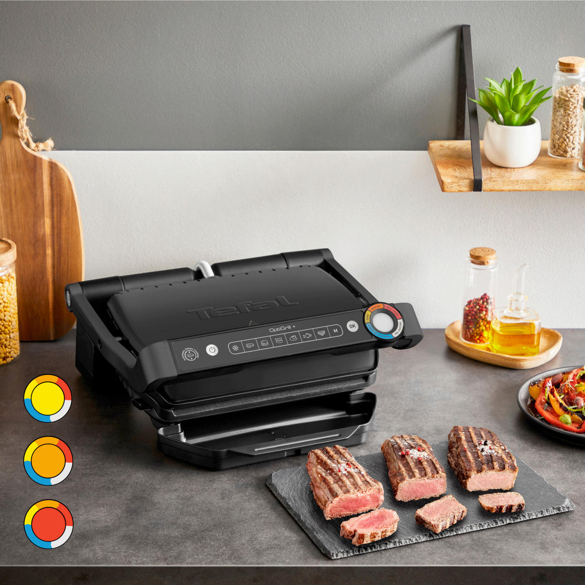 KONTAKTNI ŽAR   - črna/visoki sijaj, Basics, kovina (36.5/36.5/17.5cm) - Tefal