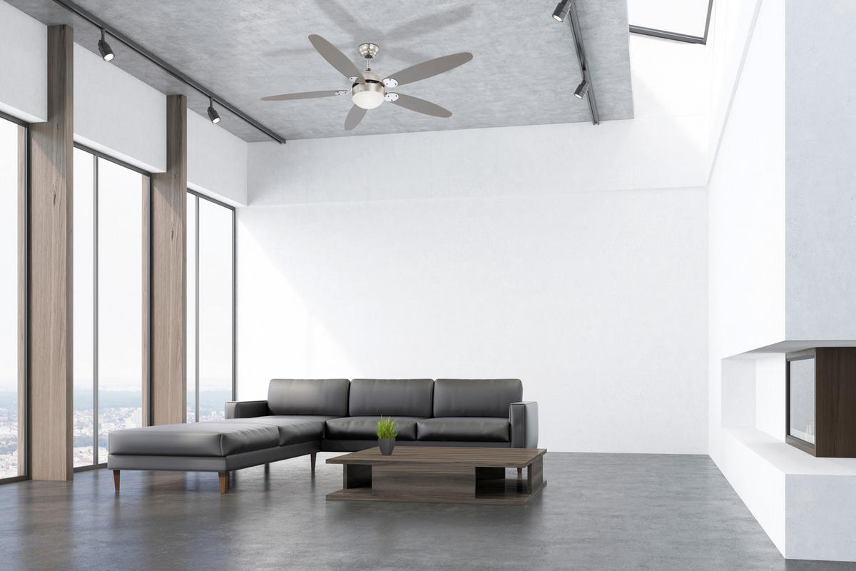 PLAFONSKI VENTILATOR   - boja bukve/siva, Osnovno, metal/pločasti materijal (132/40,6cm)
