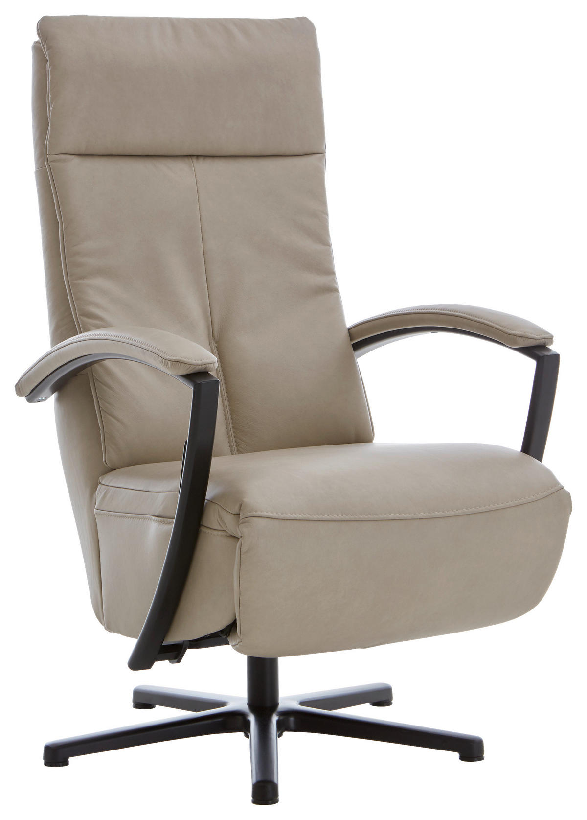 RELAXSESSEL in Leder Beige  - Beige/Schwarz, Design, Leder/Metall (76/112/83cm) - Beldomo Speed