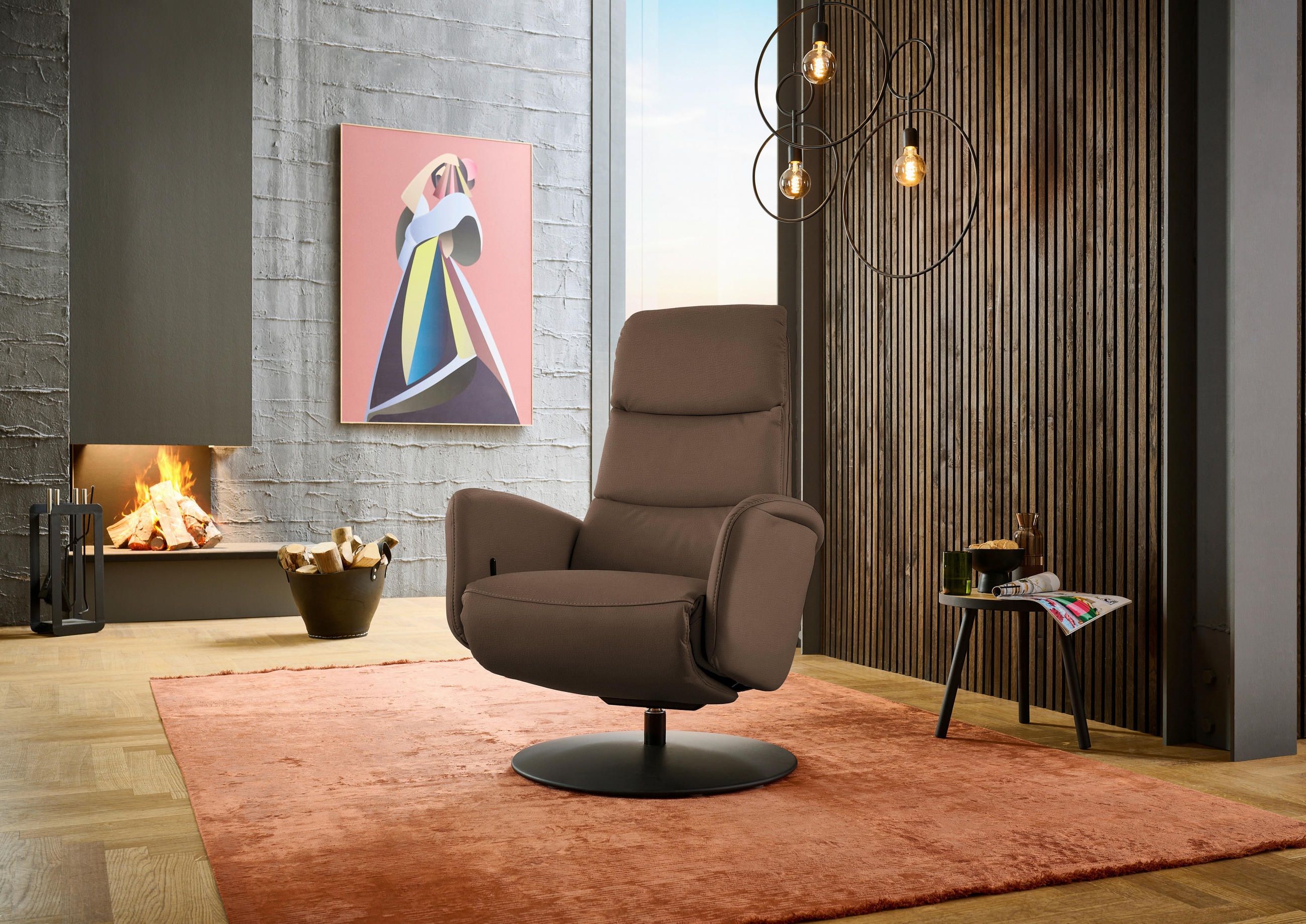 RELAXSESSEL in Leder Graubraun  - Graubraun/Schwarz, Design, Leder/Metall (76/108/86cm) - Dieter Knoll
