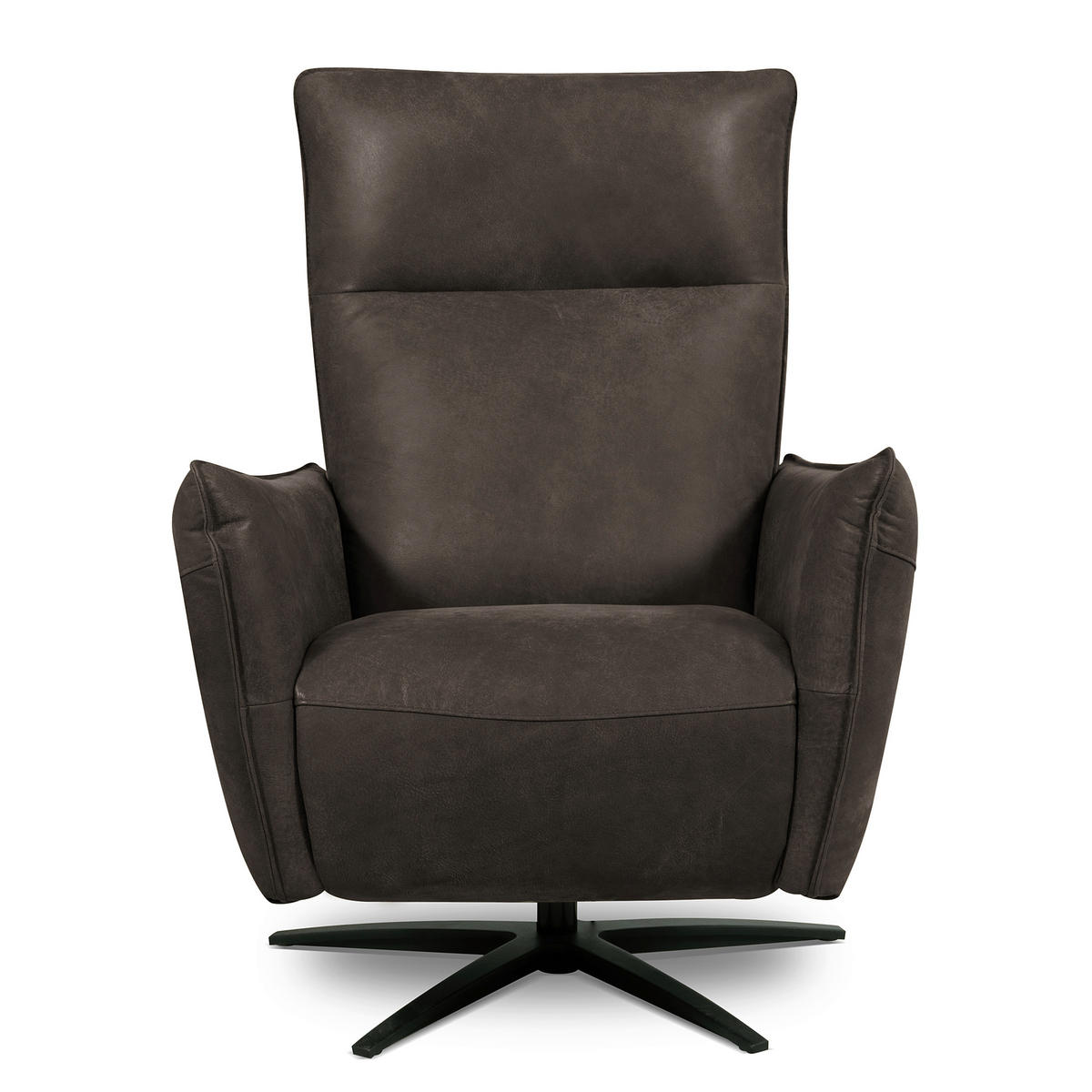 RELAXSESSEL Leder Dunkelgrau  - Dunkelgrau/Schwarz, Design, Leder/Metall (77/107/88cm) - Livetastic