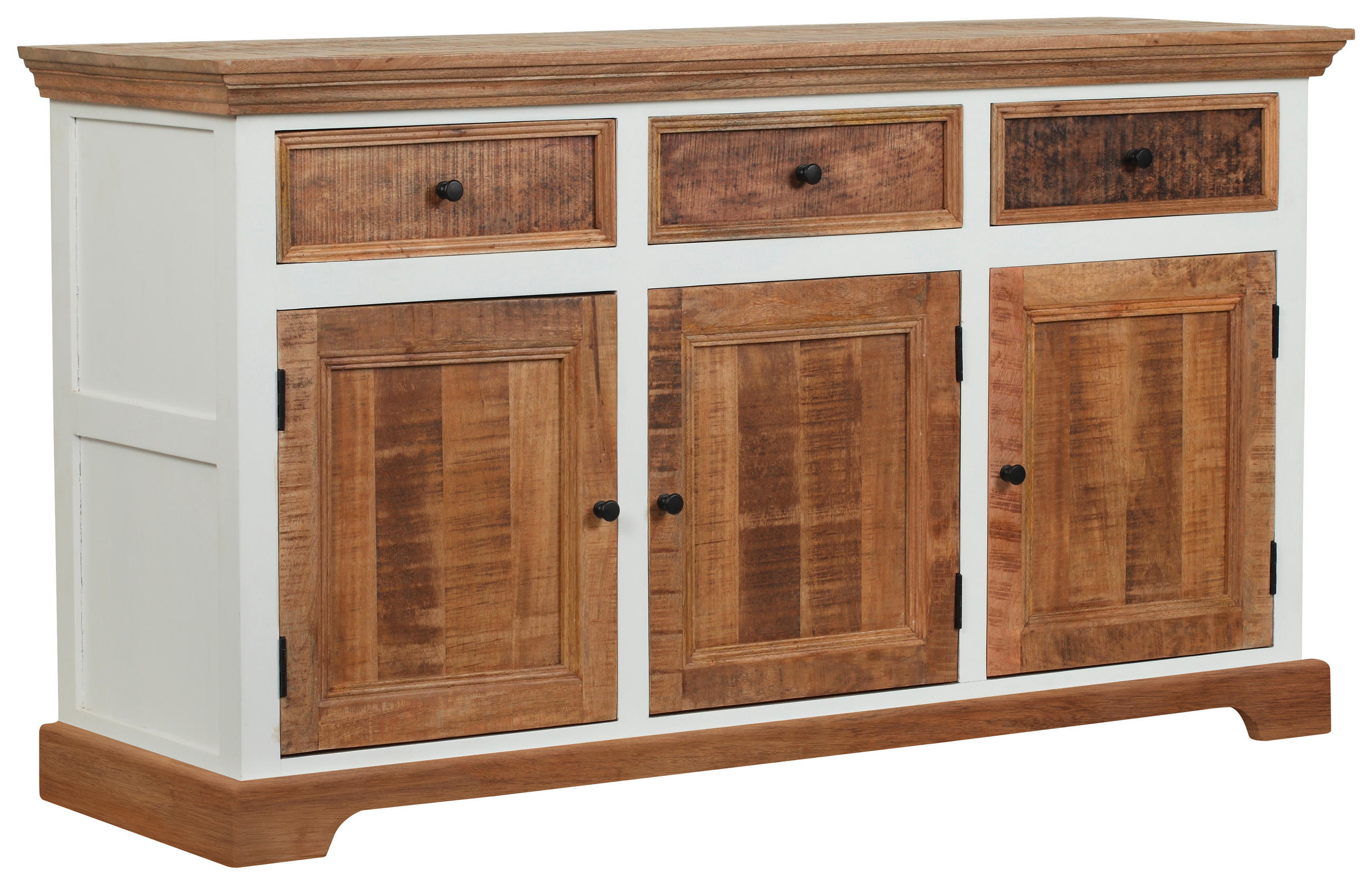 ŠIROKÁ KOMODA, akácia, mangové drevo, prírodná farba, biela, 160/90/45 cm - čierna/biela, Romantik / Landhaus, kov/drevo (160/90/45cm) - Landscape