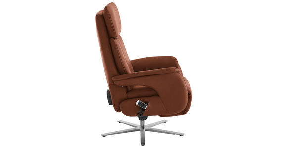 RELAXSESSEL in Leder Cognac - Edelstahlfarben/Cognac, Design, Leder/Metall (70/124/85cm) - Cantus