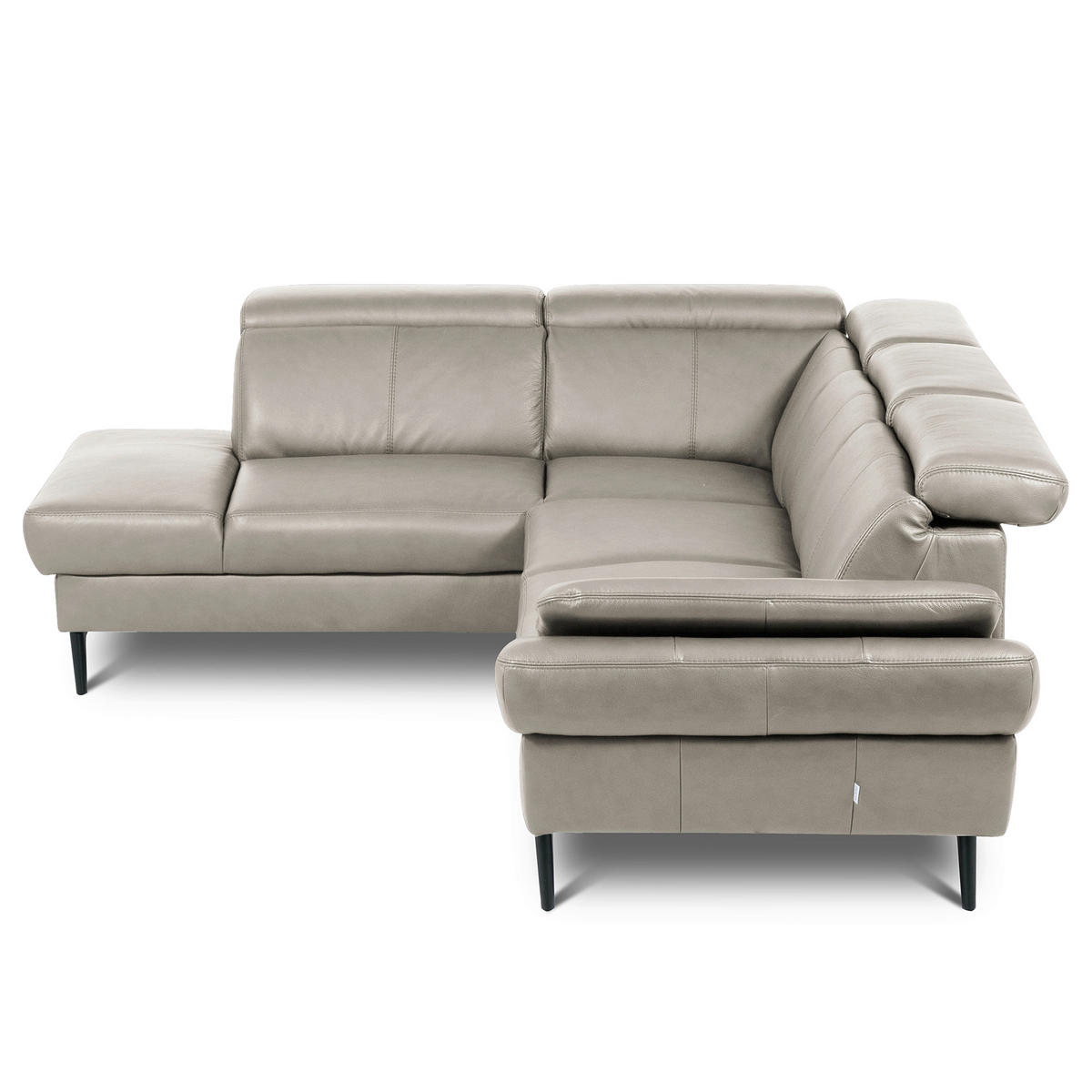 ECKSOFA  in Lederlook Echtleder Platinfarben  - Platinfarben/Schwarz, Design, Leder/Textil (211/264cm) - Livetastic