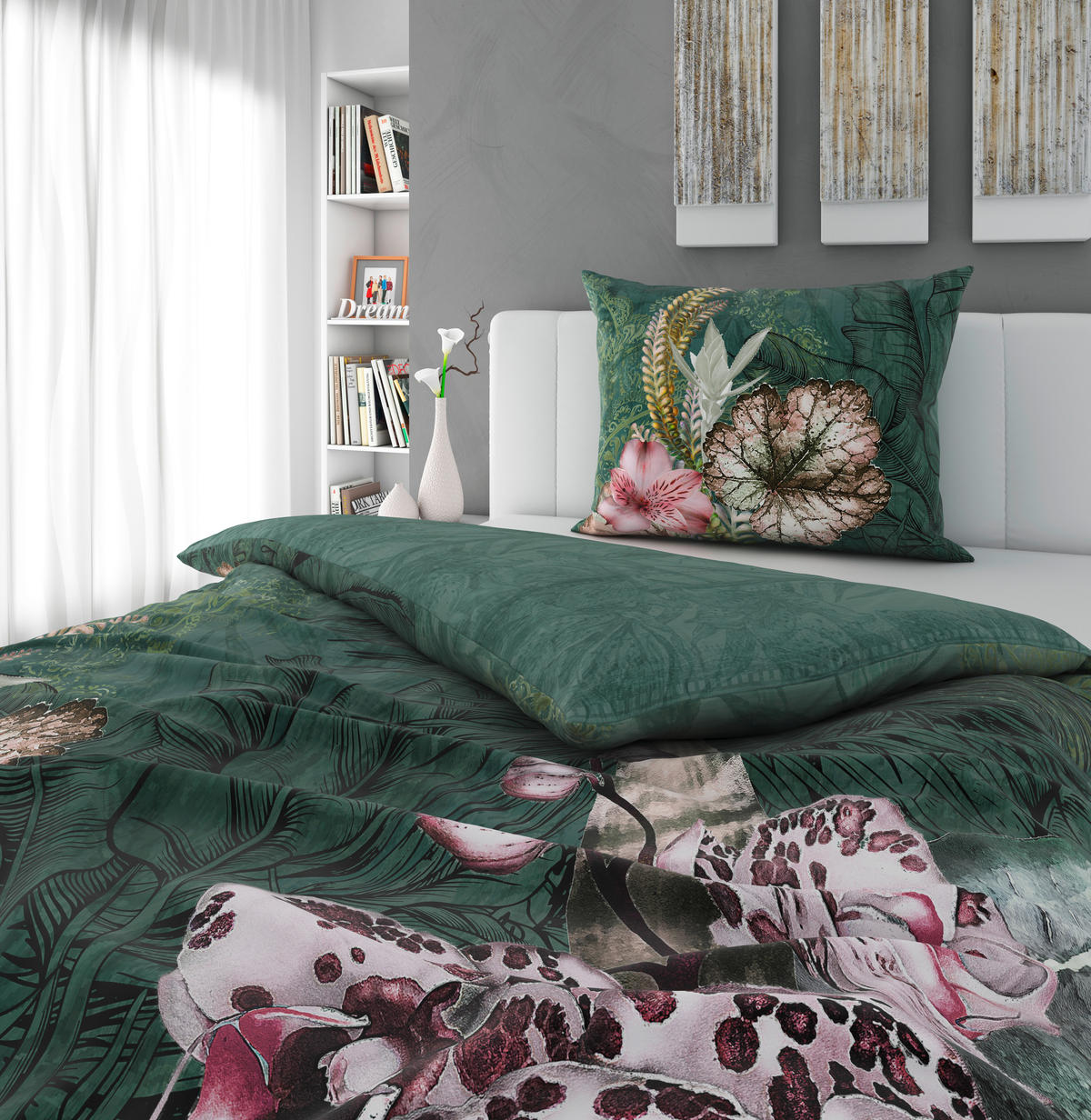 BETTWÄSCHESET Renforcé 160/210 cm  65 cm/100 cm  - Grün, Textil (160/210cm) - Esposa