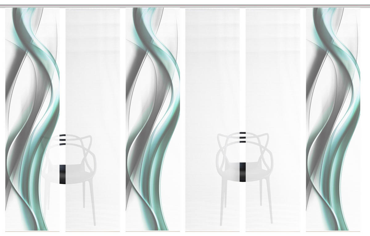 FLÄCHENVORHANG  6 Stück  blickdicht  60/260 cm   - Weiß/Grau, Design, Textil (60/260cm)