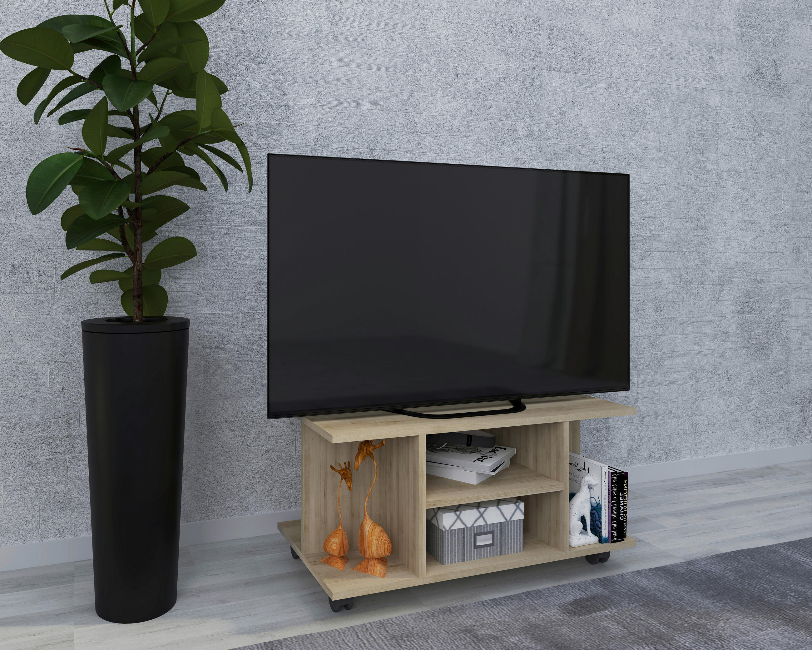 TV-RACK Holzwerkstoff Buchefarben  - Buchefarben, MODERN, Holzwerkstoff/Kunststoff (80/40/40cm) - MID.YOU
