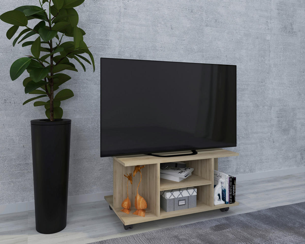 TV-RACK Holzwerkstoff Buchefarben  - Buchefarben, MODERN, Holzwerkstoff/Kunststoff (80/40/40cm) - MID.YOU