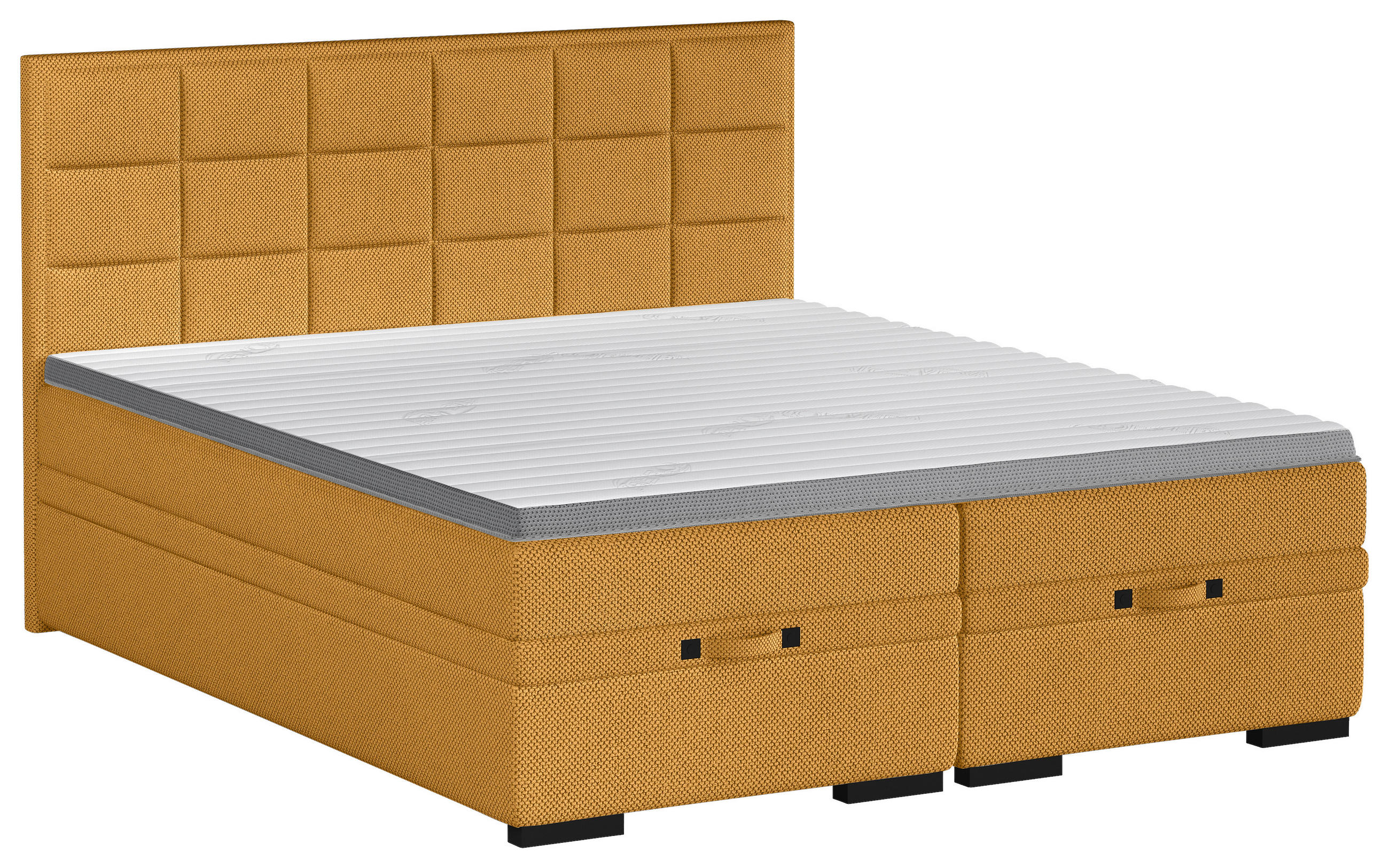 BOXSPRINGBETT 180/200 cm  in Senfgelb  - Senfgelb/Schwarz, KONVENTIONELL, Kunststoff/Textil (180/200cm) - home24