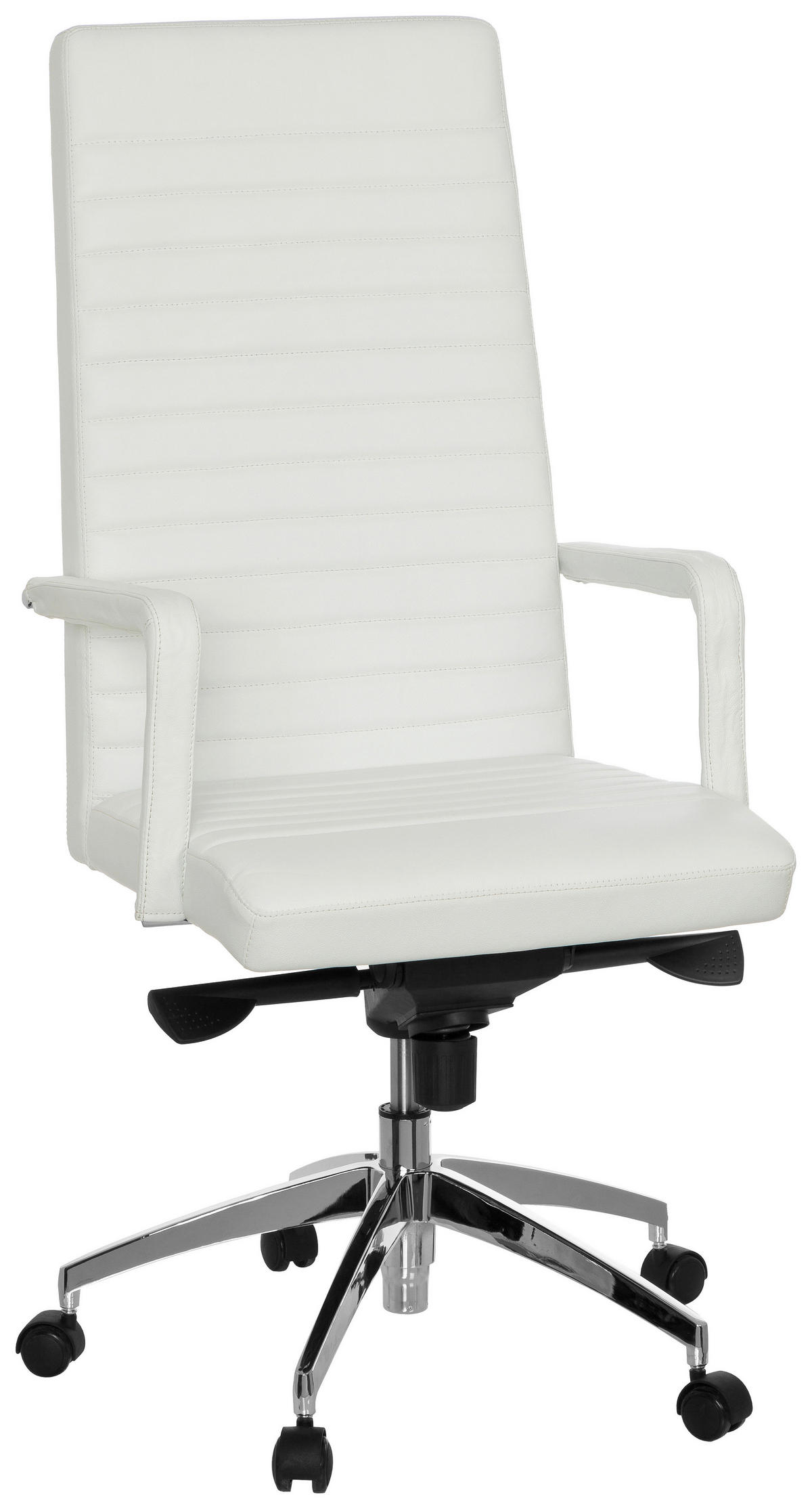 DREHSTUHL  in Lederlook Weiß  - Silberfarben/Weiß, MODERN, Leder/Kunststoff (60/132/50cm) - MID.YOU