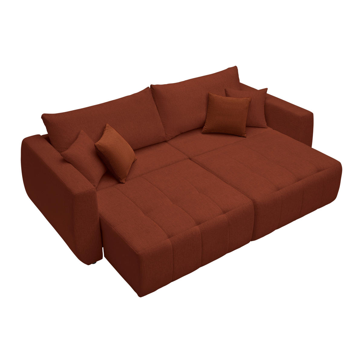 SCHLAFSOFA in Chenille, Jacquard Rostfarben  - Rostfarben/Schwarz, Kunststoff/Textil (245/74-90/104cm) - MID.YOU