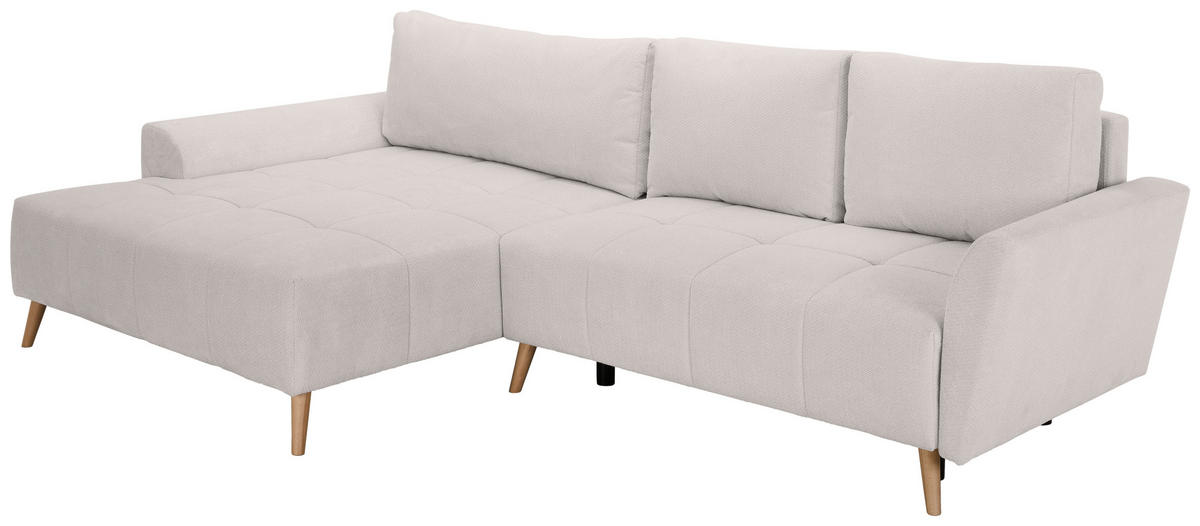 ECKSOFA Weiß Webstoff  - Buchefarben/Weiß, KONVENTIONELL, Holz/Textil (169/294cm) - Carryhome