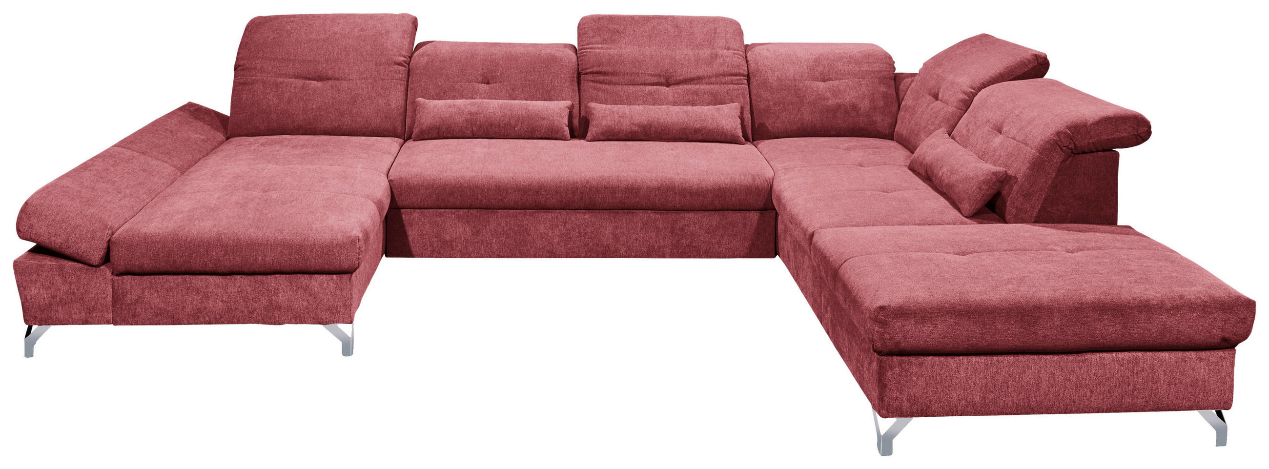 WOHNLANDSCHAFT Beere Mikrovelours  - Beere/Silberfarben, MODERN, Textil/Metall (168/350/245cm) - MID.YOU